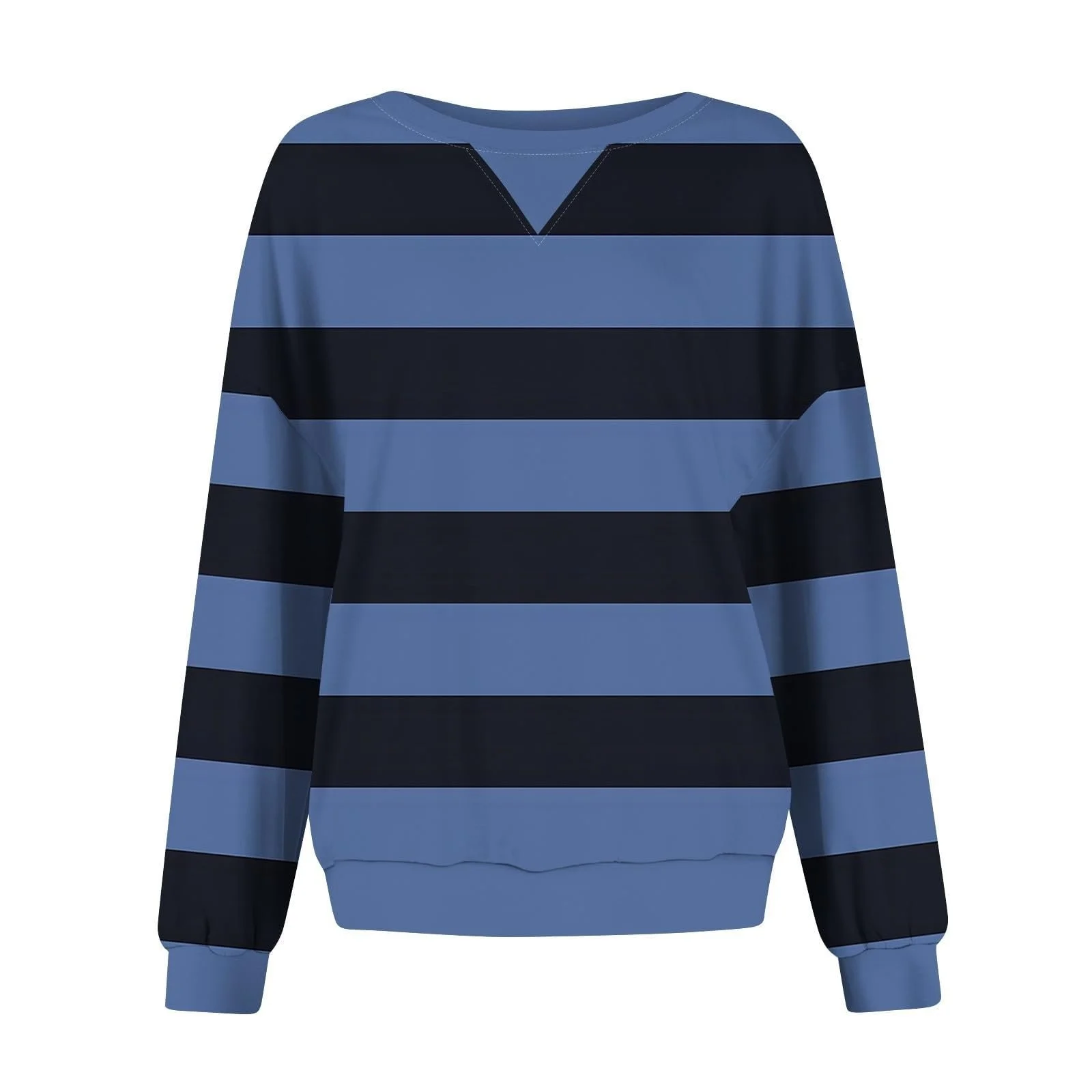 Жіночий світшот Generisch Однотонний з круглим вирізом Повсякденний смугастий, фото №3