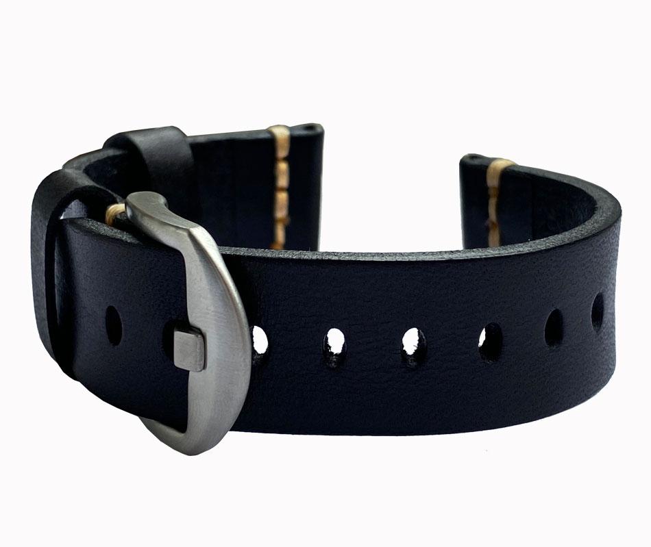 Кожаный ремешок Primolux C052B Steel buckle для часов Garmin Forerunner 245 645 Black, фото №4