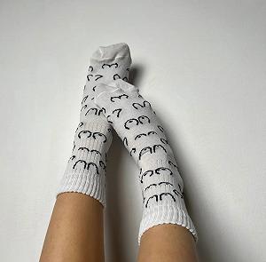 Мужские молодежные носки высокие демисезонные белые 39 - 44 размер - Фото 1