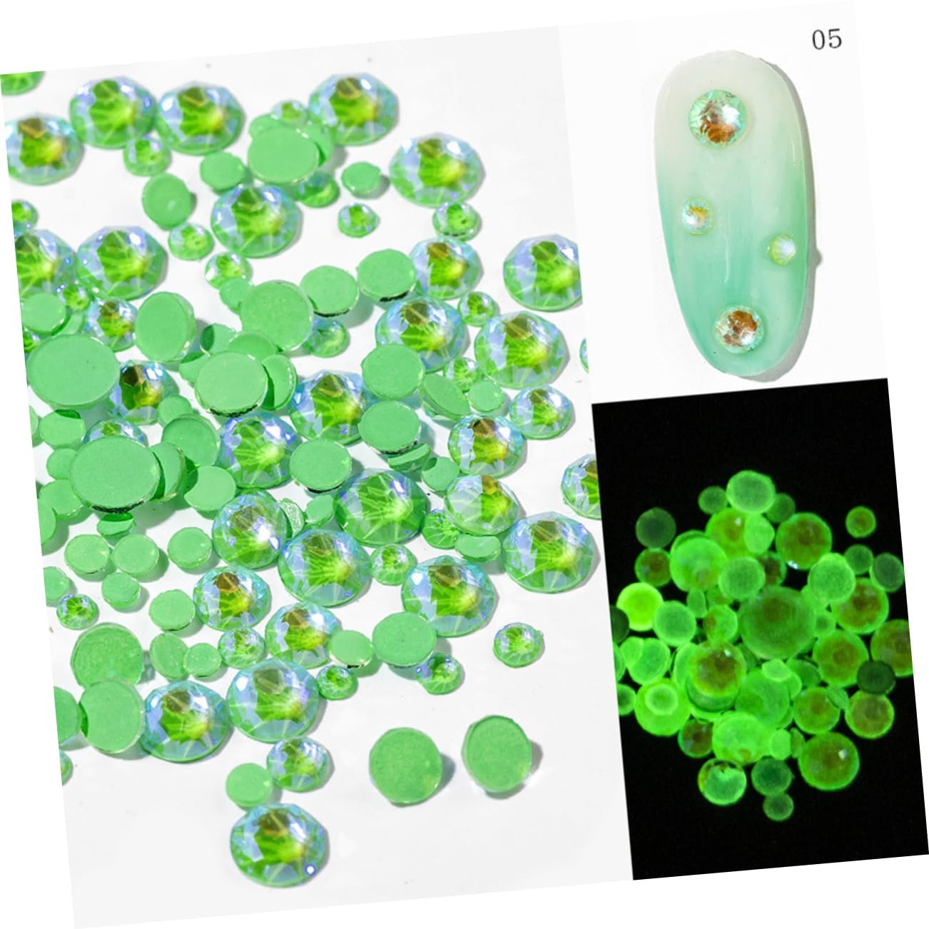 Стрази для нігтів Housoutil 6 кишень Флуоресцентні Камені для манікюру, фото №3