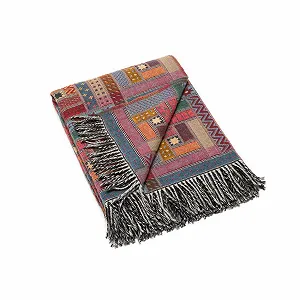 Плед WoolMe Marta з вовни мериноса Червоний Зелений 130 x 180 см - Фото 1