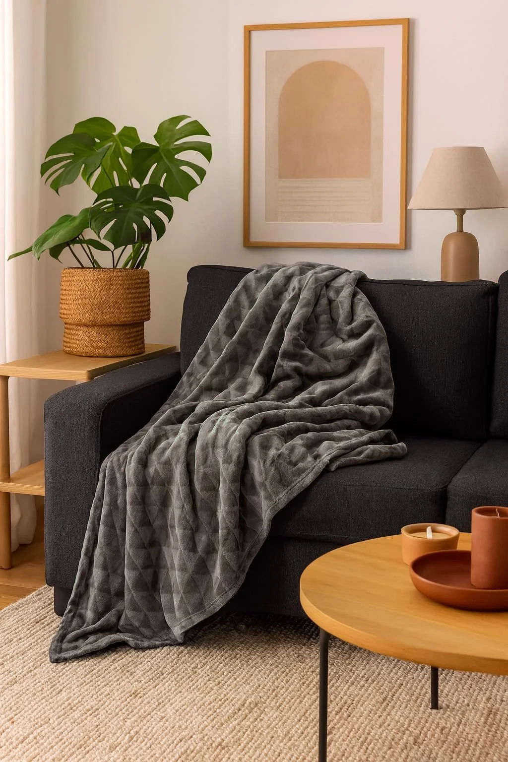 Покривало Flannel heimtexland XL 200 x 150 см Діамант Сірий антрацит, фото №2