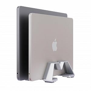 Подставка для ноутбука вертикальная двойная, алюминиевая, регулируемая - Поддерживает 2 устройства, универсальная для всех ноутбуков synthetic.ua - Фото 1