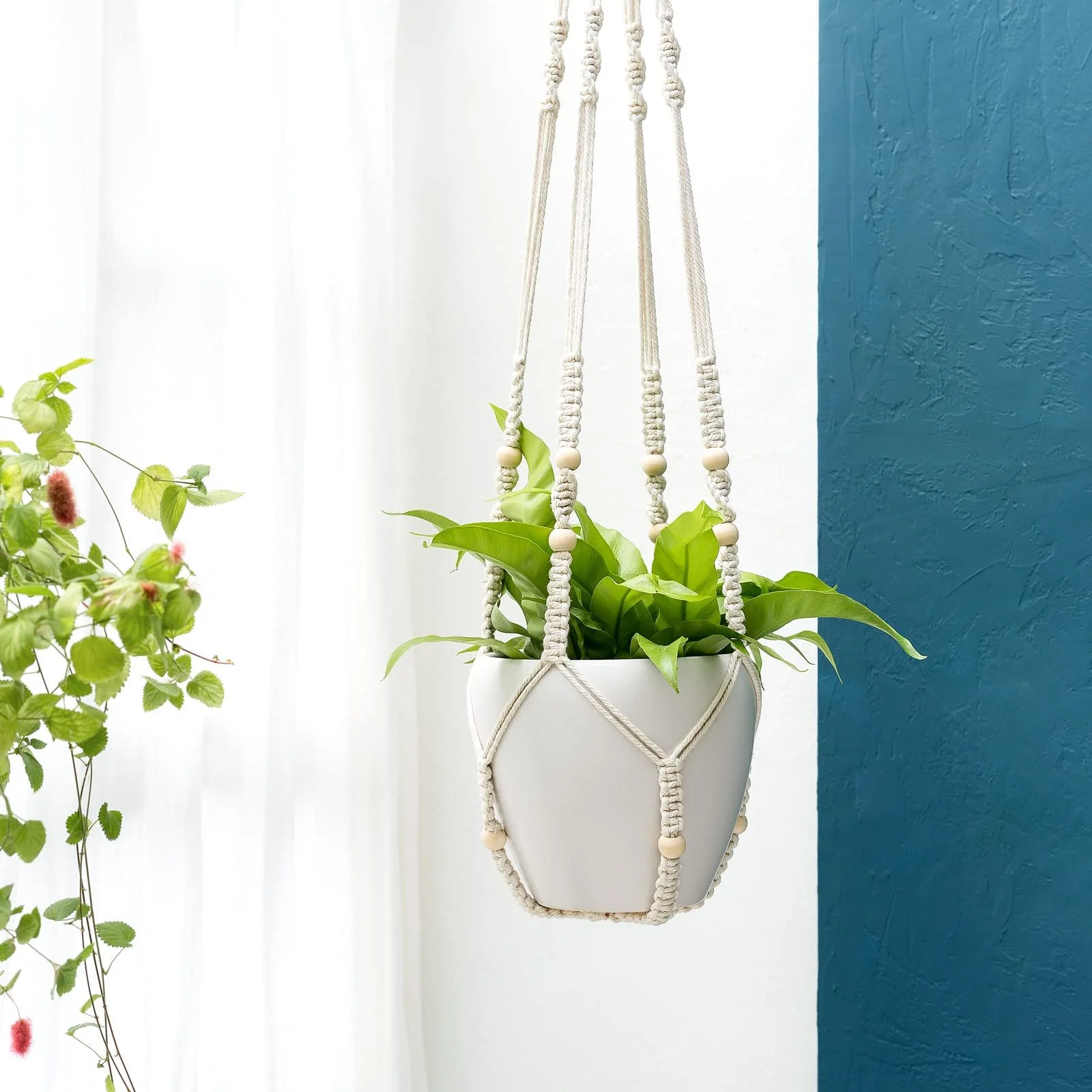 Підвіс для рослин Mkono Macrame 43 дюйми Set of 2 Ivory, фото №2 Підвіс для рослин Mkono Macrame 43 дюйми Set of 2 Ivory, фото №2