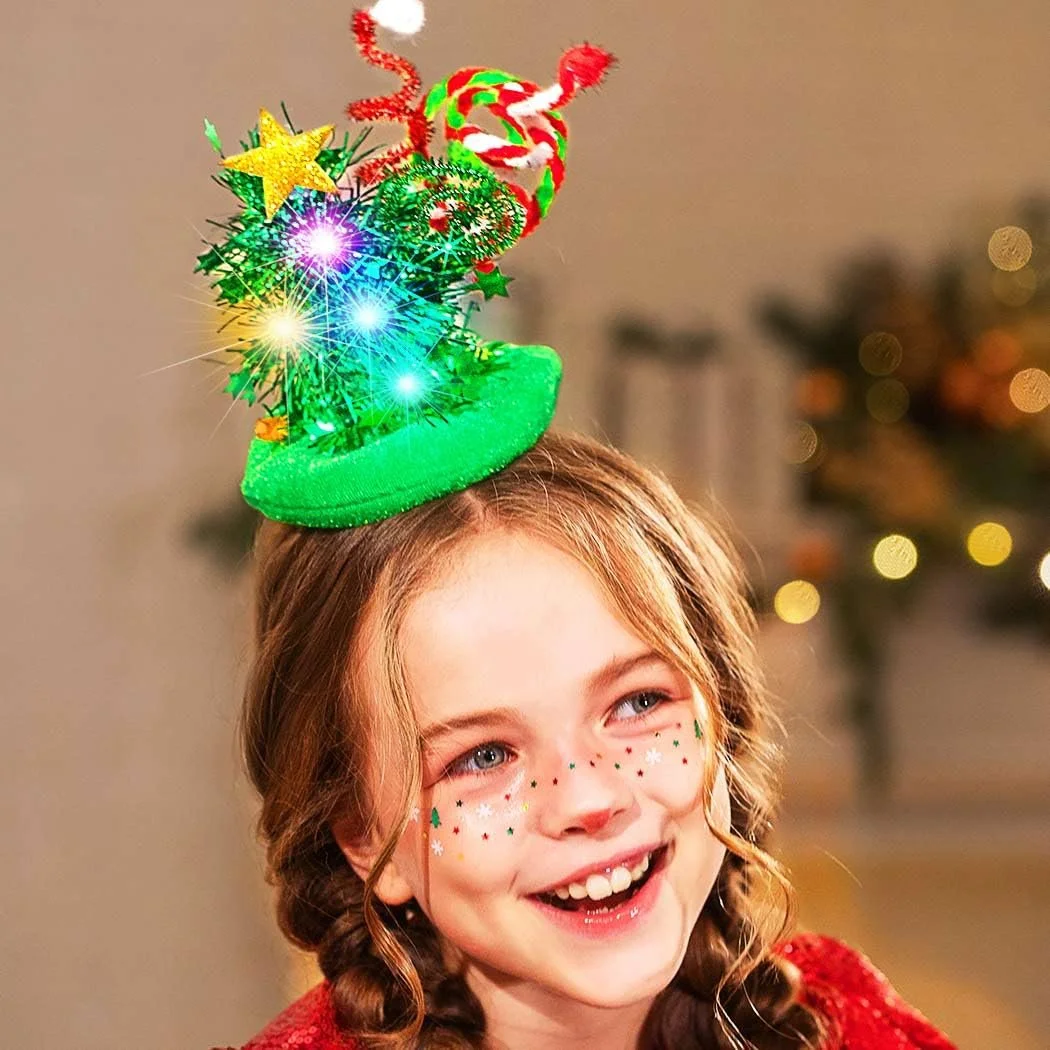 Обруч для волосся Капелюх Різдвяний Zoestar LED, фото №5