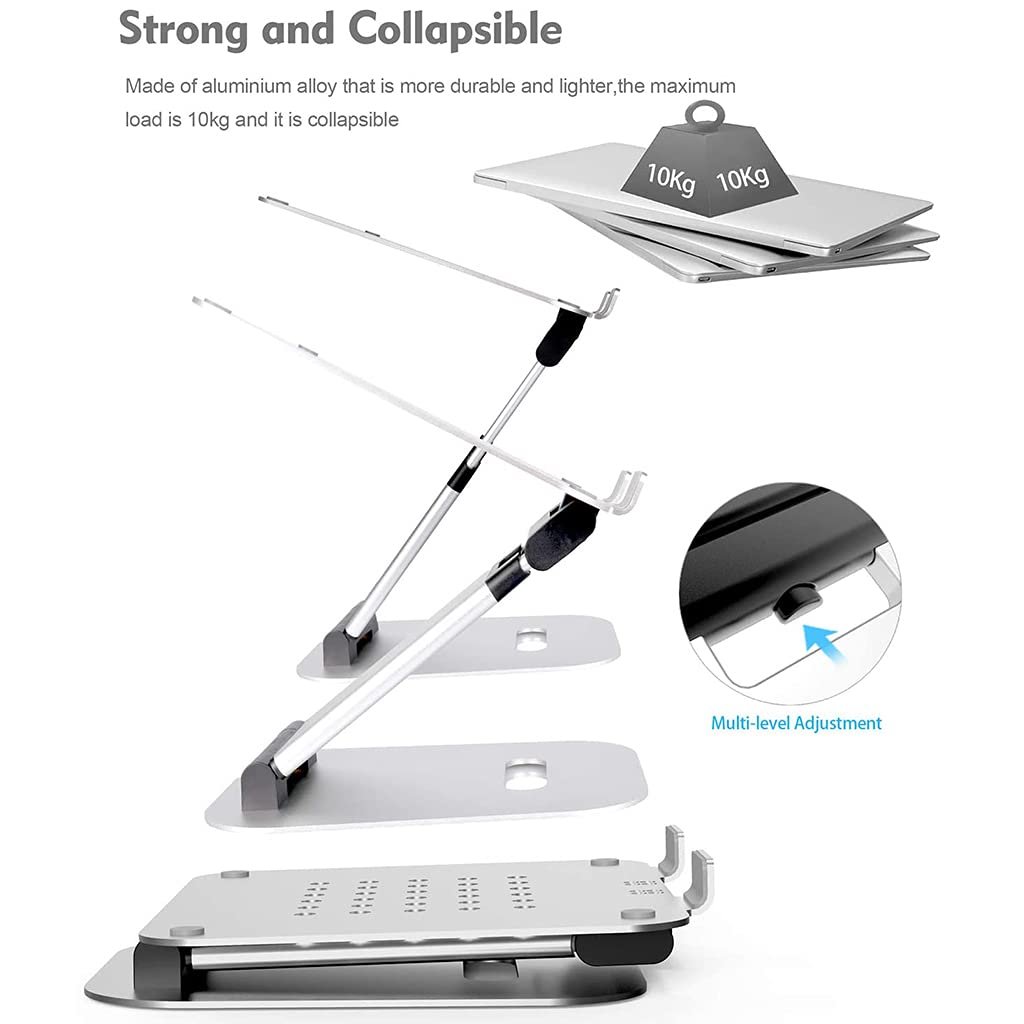 Складная Подставка для Ноутбука Aluminium Alloy Non Slip Holder Heat Release Notebook Stretchab для 11-17 Дюймов Регулируемая Mac Подставка для Ноутбука, фото №4