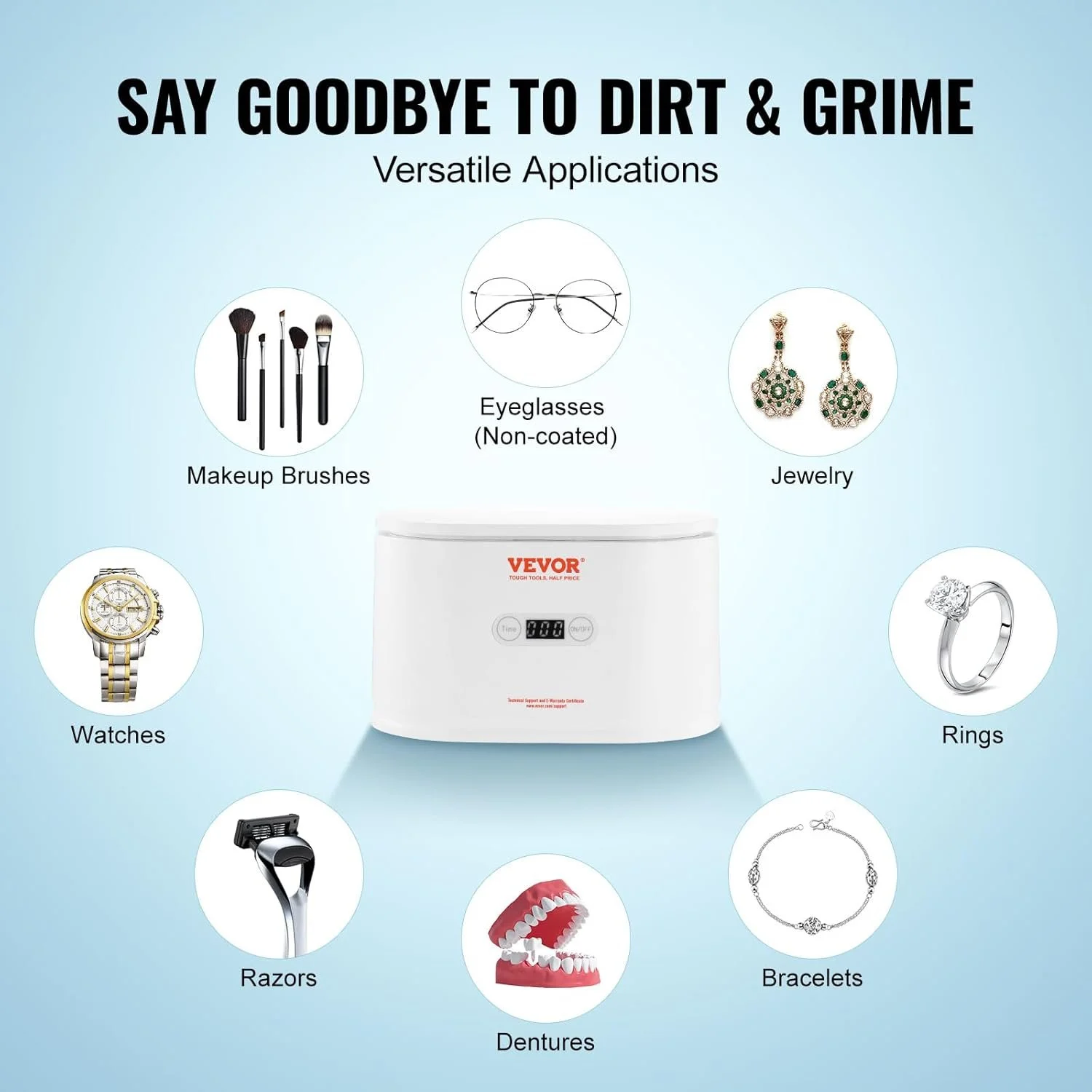 Ультразвуковая мойка VEVOR SJ-W4 / 650 мл / 30 Вт / 41 кГц / Белая, фото №4