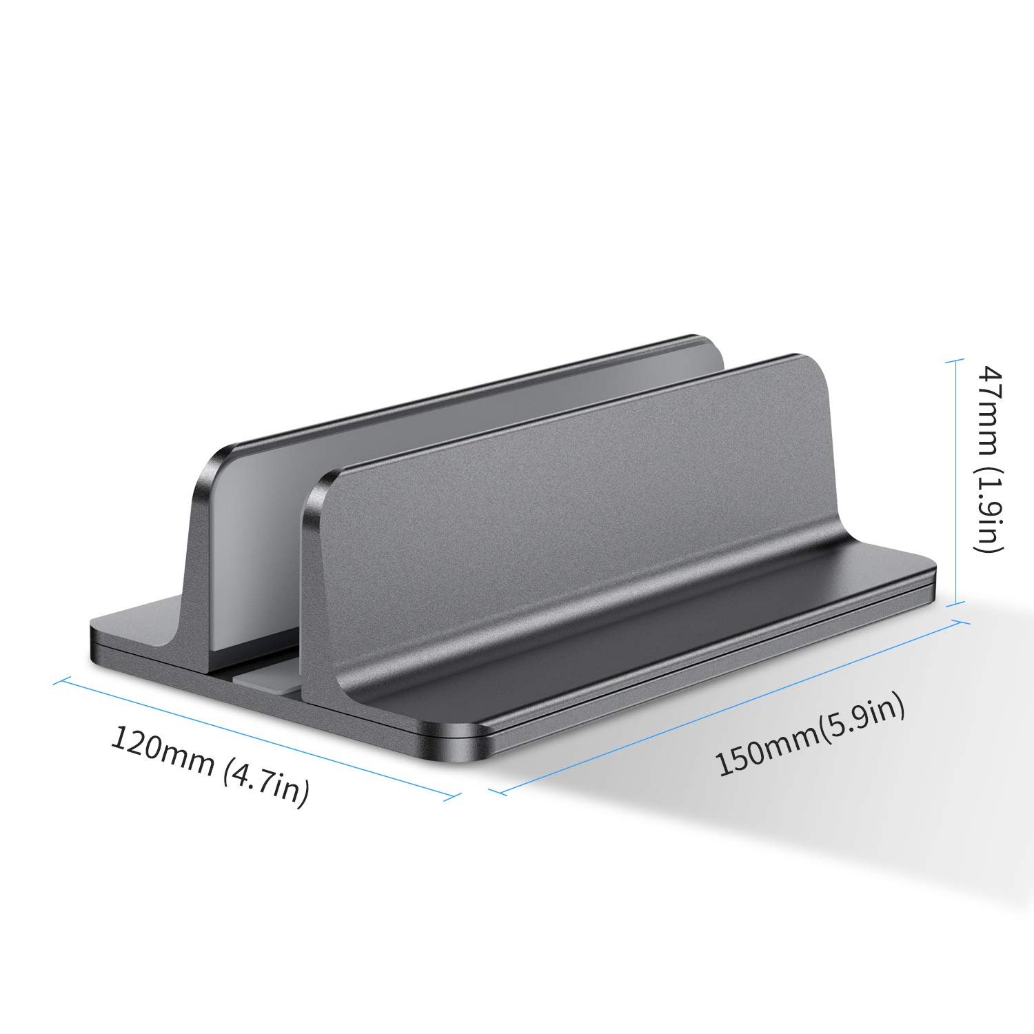 Вертикальная Подставка для Ноутбука Алюминиевая Регулируемая Серая, фото №6