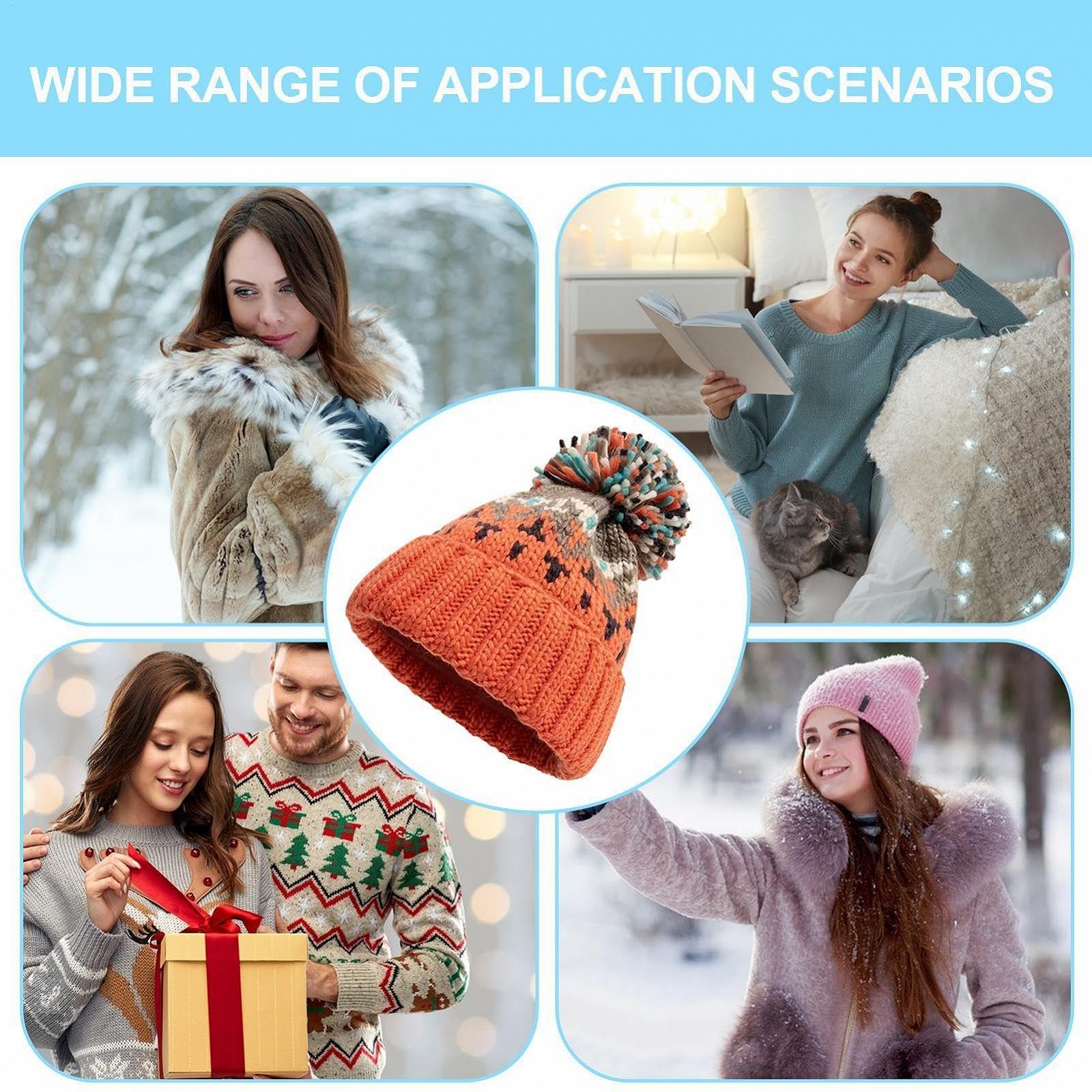 Шапка з помпоном Зимова шапка з помпоном Помаранчева, фото №4