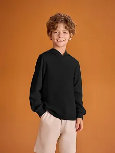 Худі Haloumoning для хлопчиків, однотонне худі з довгими рукавами, дитячий стандартний крій synthetic.ua - Фото 1