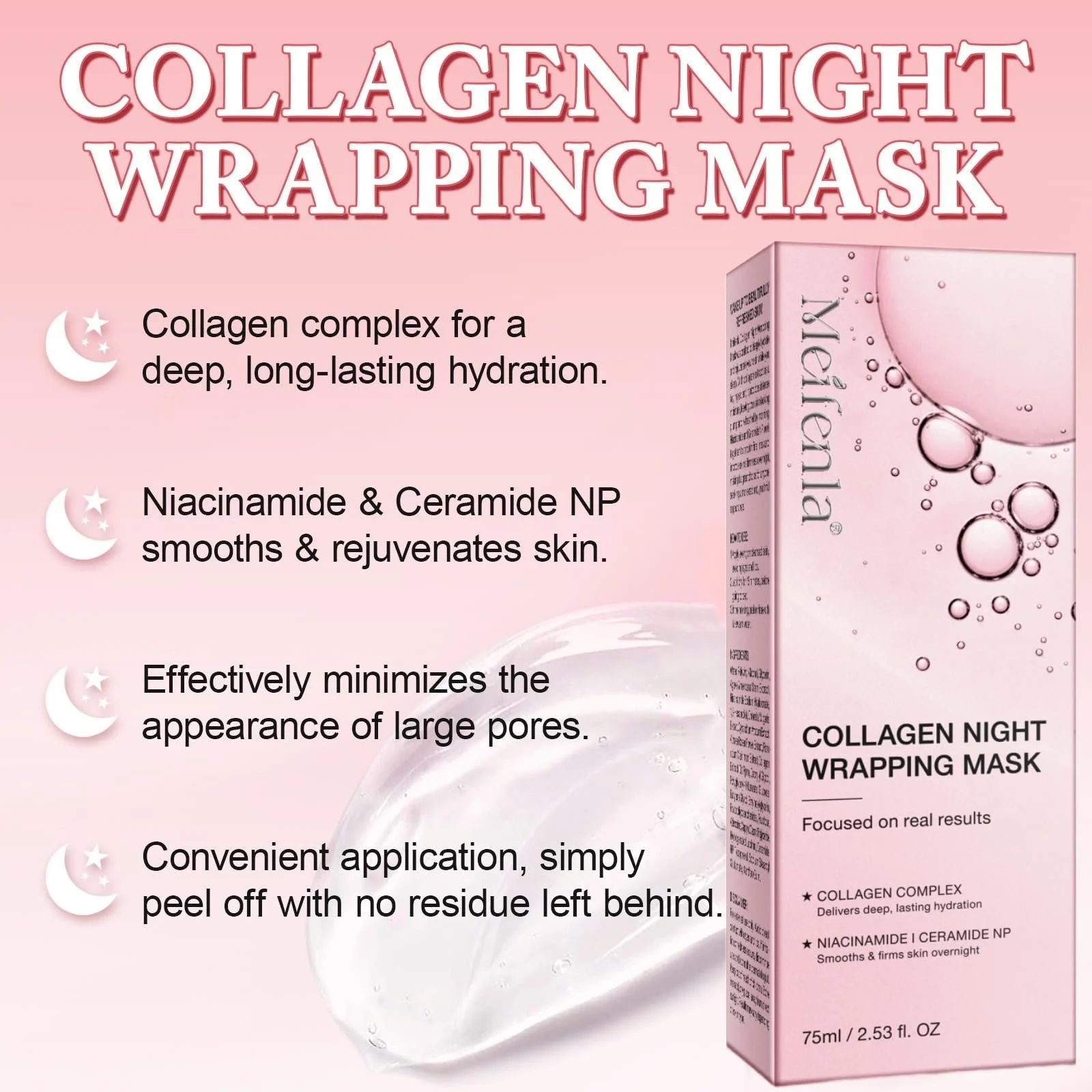 Нічна маска для обличчя з колагеном, органічна, для сяючої шкіри, фото №3