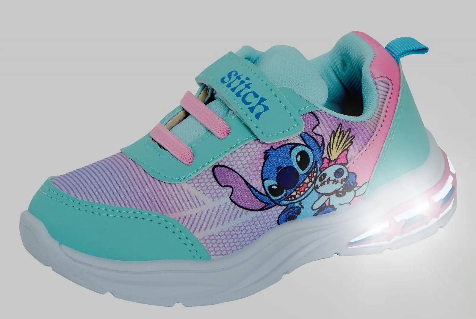 Кроссовки Disney Stitch с подсветкой для девочек, детские, застежка Easy Touch, светодиодные, фото №2