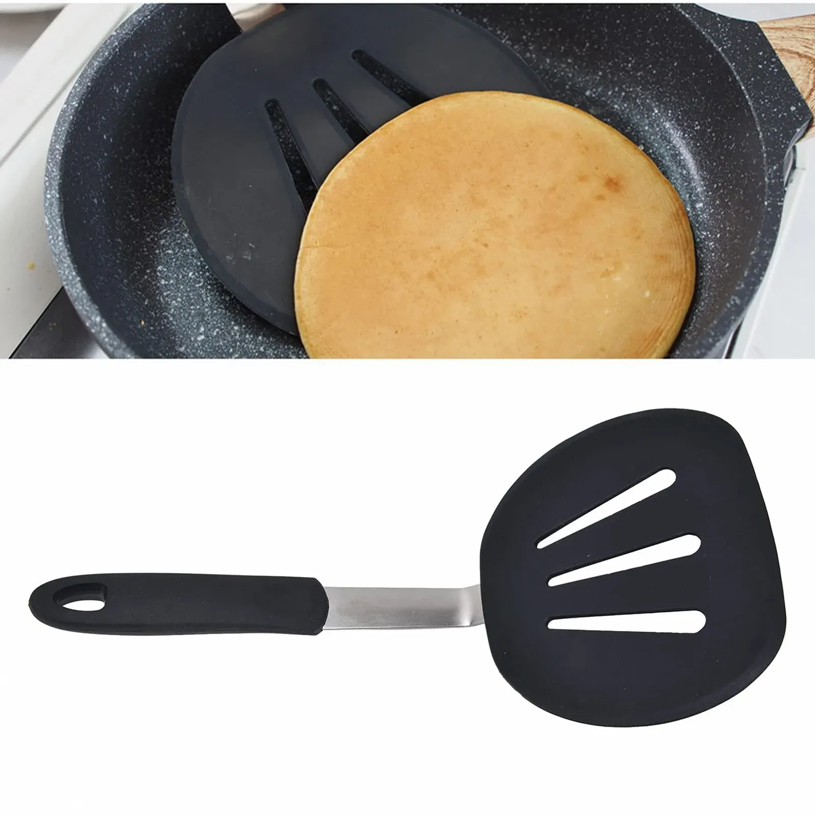 Лопатка Силиконовая Широкая Круглая Гибкая 31.2 x 15.1 см, фото №5