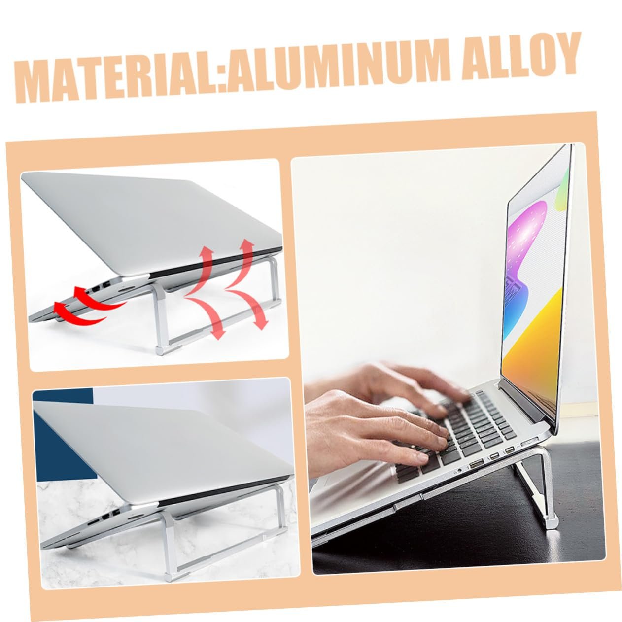 Підставка для ноутбука Holibanna алюмінієва складана портативна нековзна, фото №9