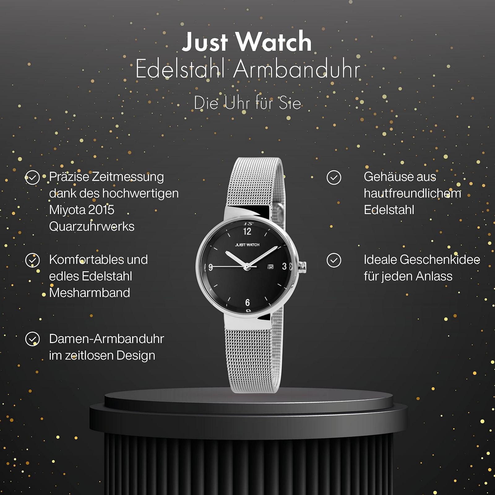 Женские часы Just Watch JW10082, сетчатый браслет, нержавеющая сталь, люминесцентные стрелки, дата, аналоговый, кварцевый, фото №2 Женские часы Just Watch JW10082, сетчатый браслет, нержавеющая сталь, люминесцентные стрелки, дата, аналоговый, кварцевый, фото №2