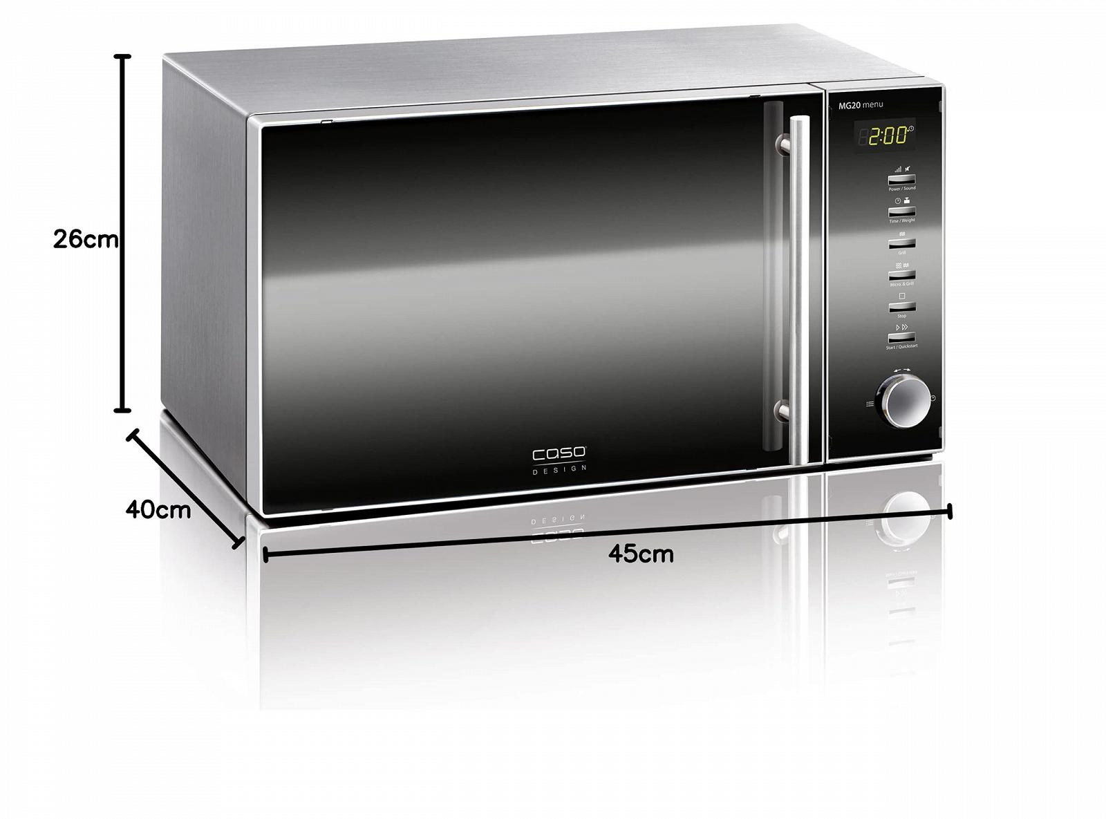 Микроволновая печь Caso MG20 menu 2-в-1 с грилем 800 Вт 1000 Вт гриль 20 л Нержавеющая сталь, фото №7