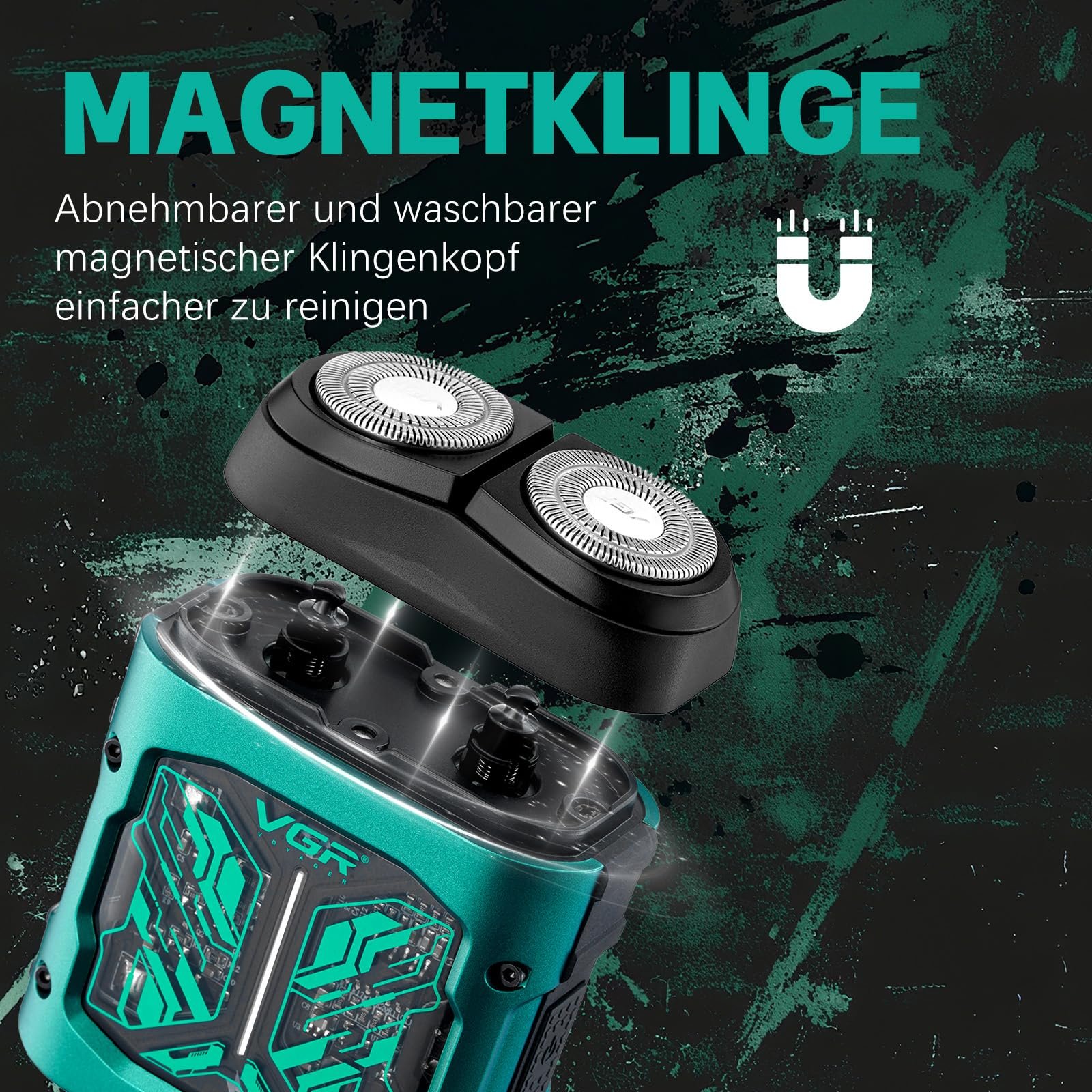 Мини-электробритва мужская VGR 344 Компактная дорожная IPx6 USB Зеленая, фото №2