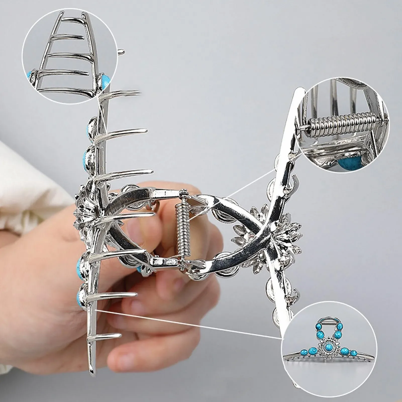 Заколка для волос с синим камнем - Металлические заколки для волос Заколка для густых волос Заколка для волос Аксессуары для волос Ретро Нескользящая заколка, фото №5 Заколка для волос с синим камнем - Металлические заколки для волос Заколка для густых волос Заколка для волос Аксессуары для волос Ретро Нескользящая заколка, фото №5