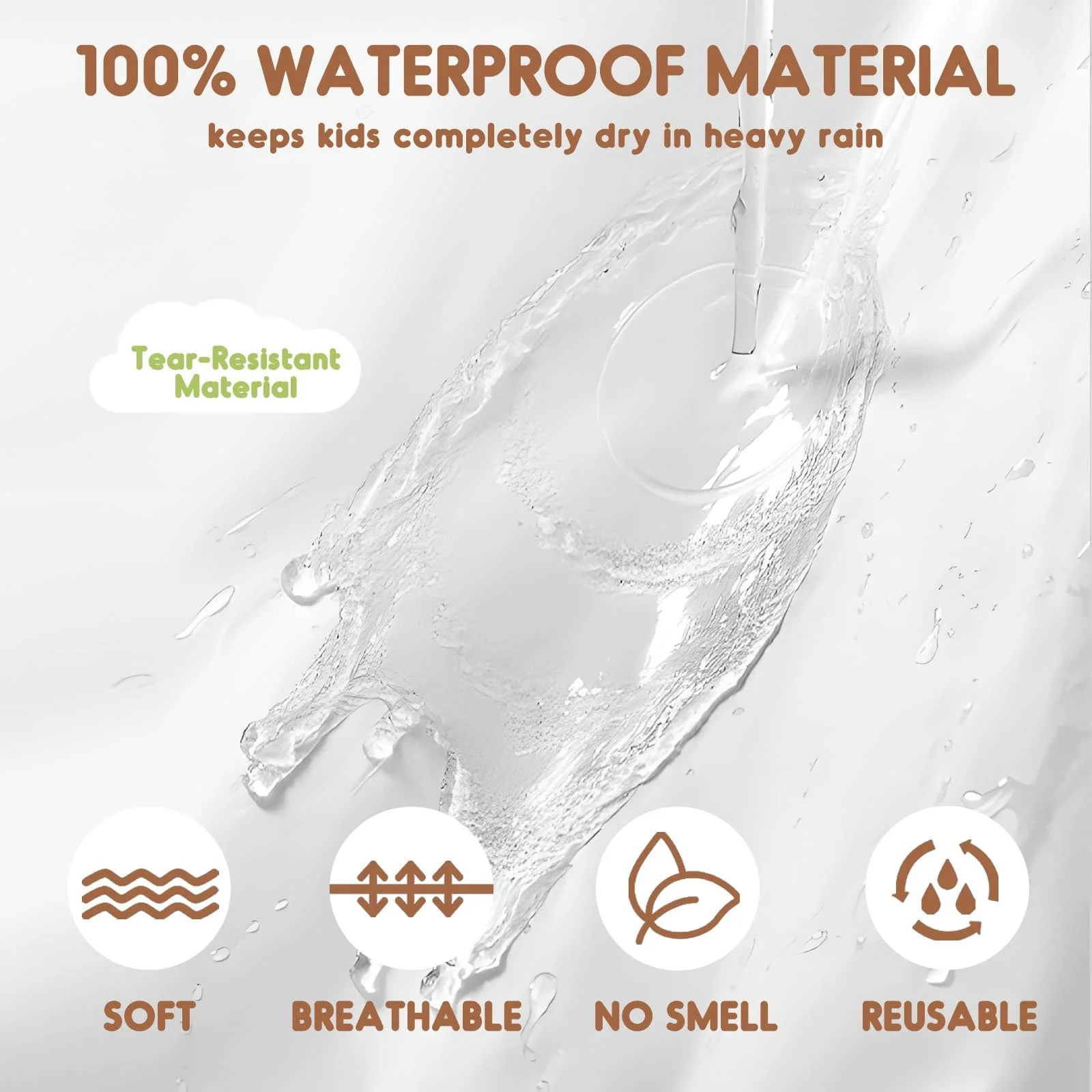 Дитяче водонепроникне пончо дощовик ANYOO для дівчаток і хлопчиків з довгими рукавами, фото №4