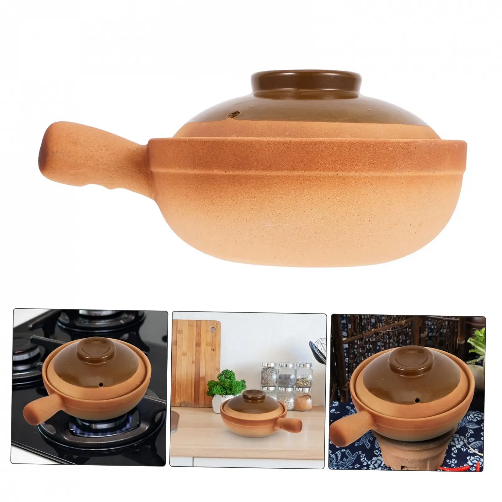 Горщик керамічний VALICLUD Глиняний з кришкою та ручкою Термостійкий Компактний, фото №7