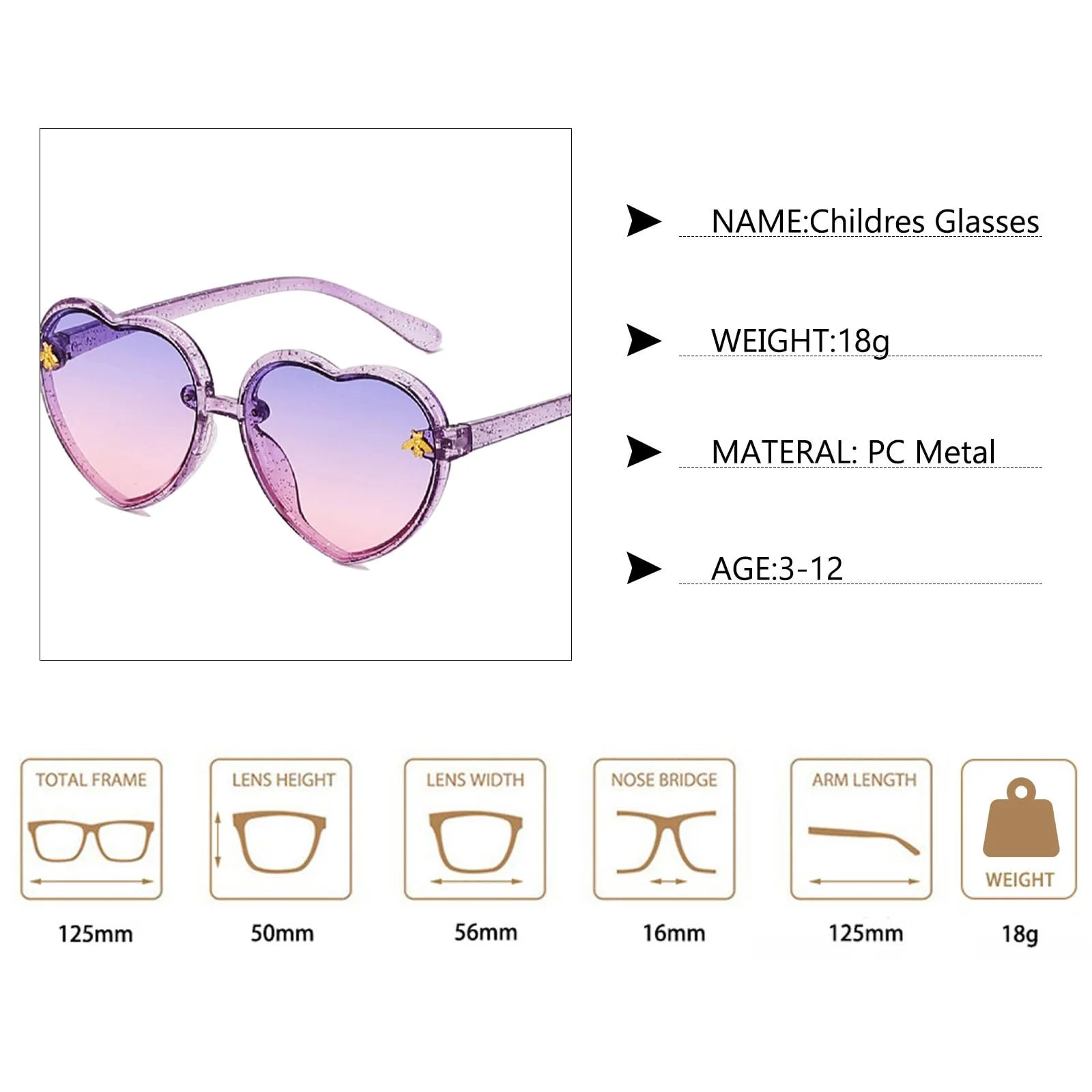 Сонцезахисні окуляри Bvxchg Дитячі у формі серця, 2 шт, фото №2