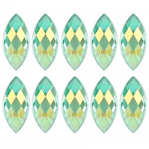 Стрази Кінське око AB кольору, Стрази Блискучі стрази з плоскою задньою частиною, Акрилові аксесуари для DIY прикрас - Фото 1