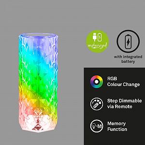 Настольная лампа BRILONER LED RGB аккумуляторная с пультом 215 x 90 мм прозрачная synthetic.ua - Фото 1
