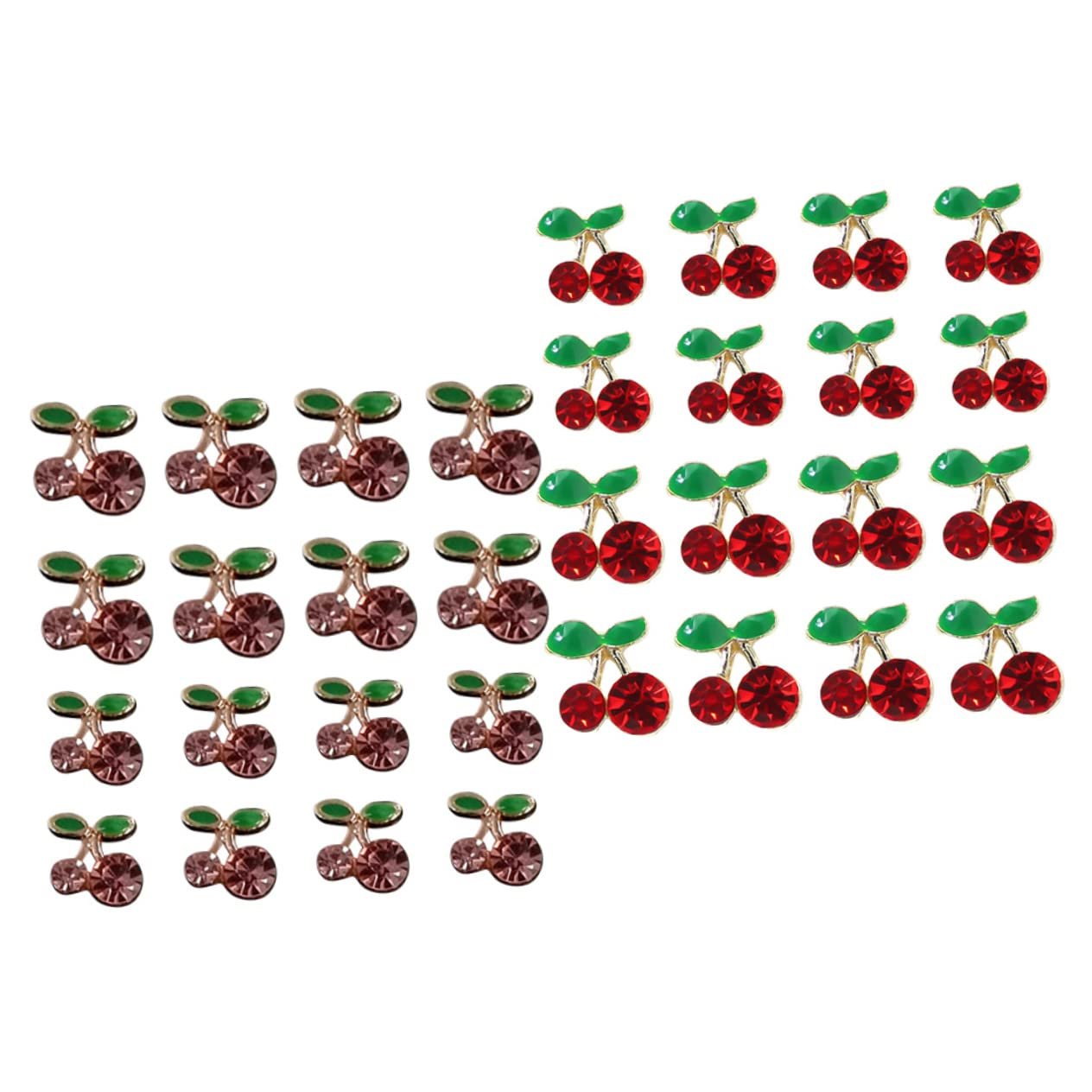 Украшения для ногтей Вишня FRCOLOR 96 штук Фруктовые подвески для ногтей с блестками Хрустальные вишневые подвески Объемные 3D маленькие стразы из сплава, фото №8