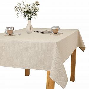 Скатертина O1-P130 під льон плямозахисна Beige 80 x 120 см synthetic.ua - Фото 1