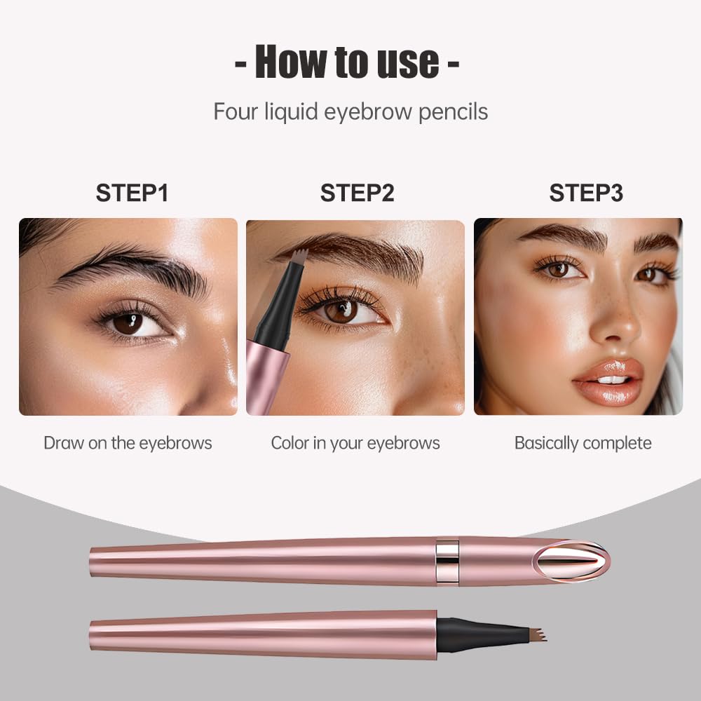 Олівець для брів 3D Водостійкий 2024 Upgrade Magic Microblading 4 Fork Tips 3D Microblading Контурний Dark Brown, фото №2