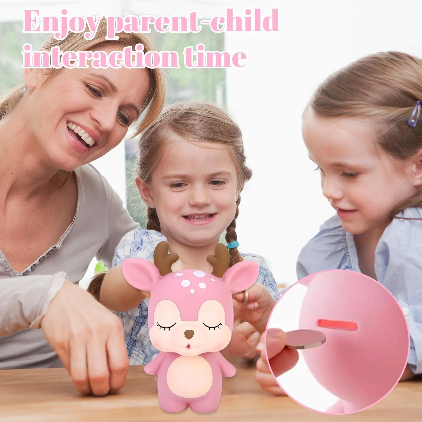 Скарбничка Deer PVC Рожева 10х15.4х19.3 см, фото №3