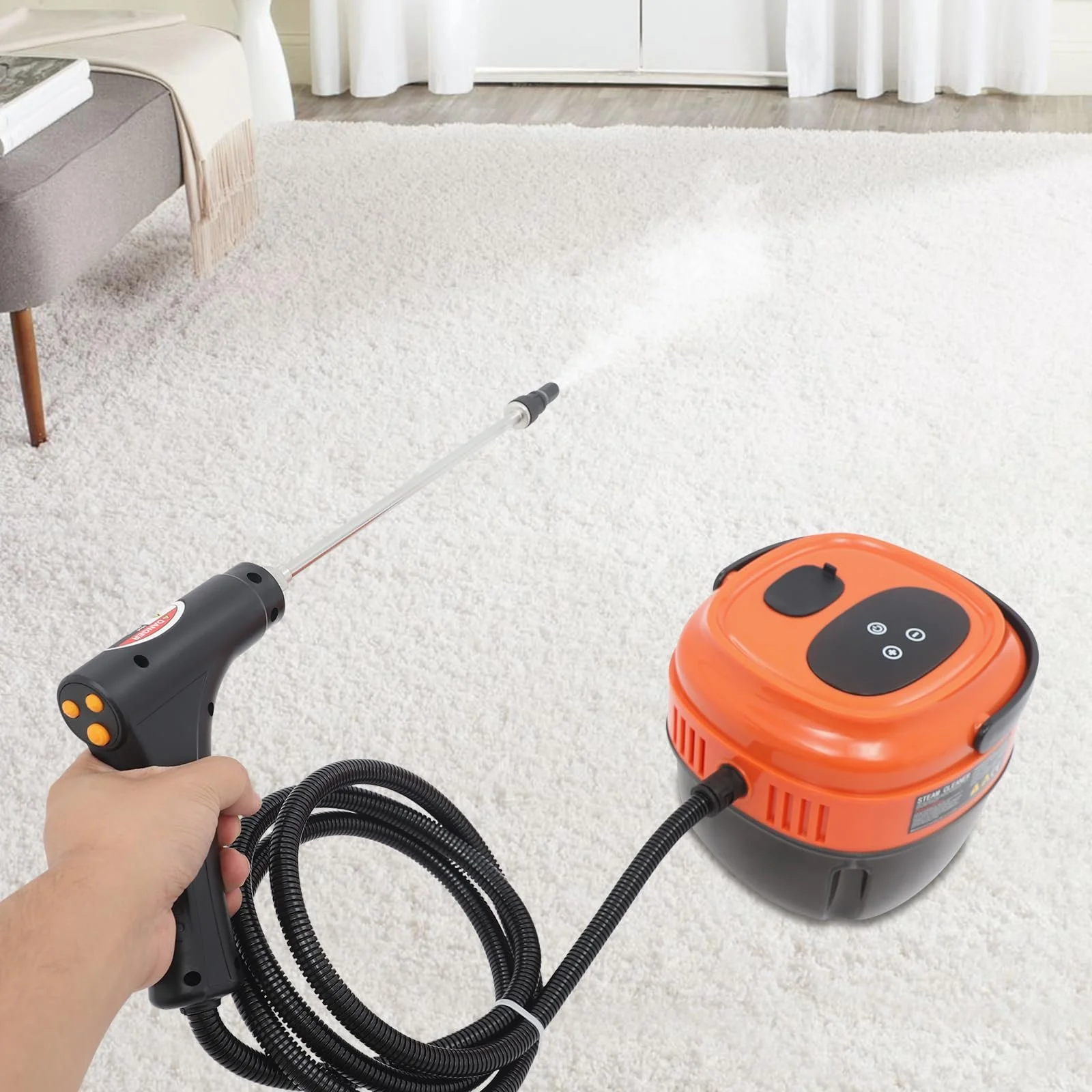 Пароочисник професійний 1500 Вт 105 °C 3 бар 1.7 л 6 рівнів регулювання портативний, фото №4