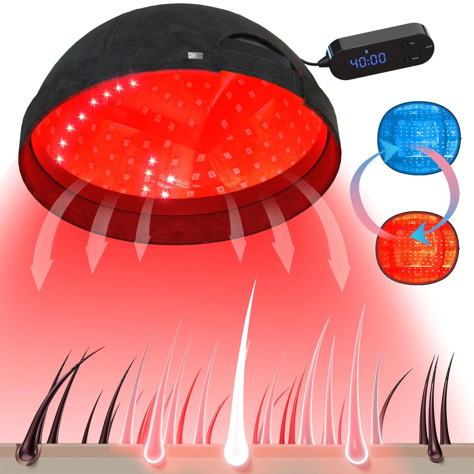 Пристрій для стимуляції росту волосся за допомогою лазерного шолома LLLT, 236 лазерних зондів, фото №1