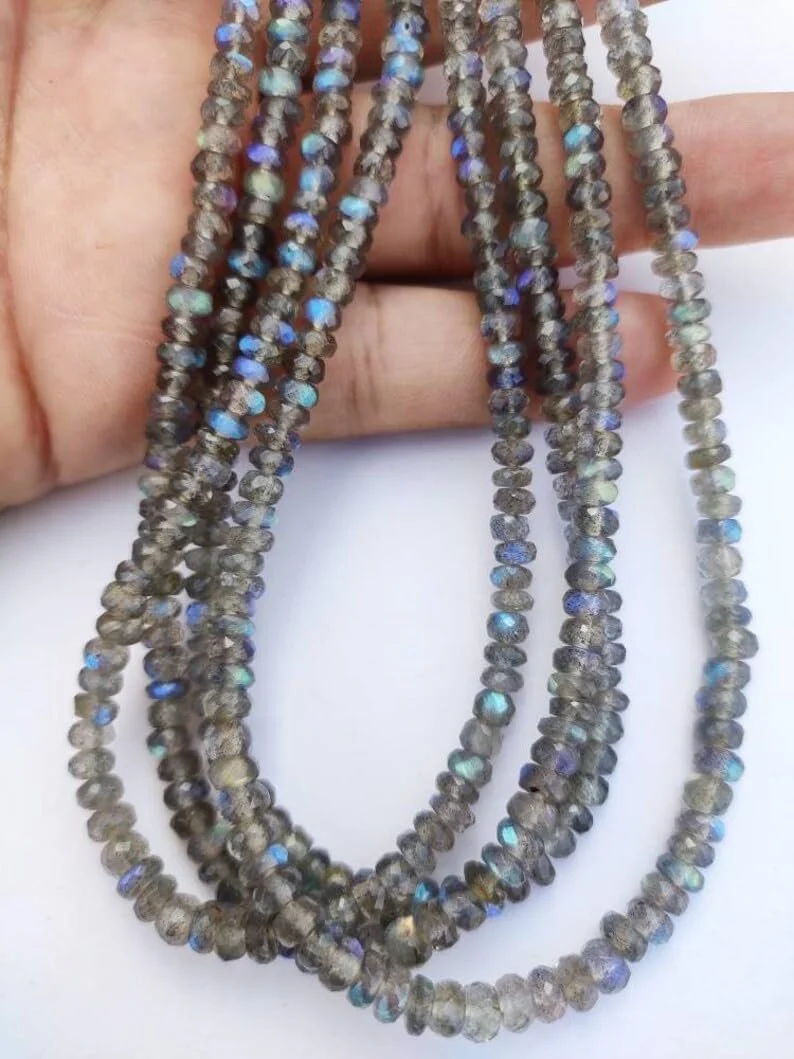 Натуральный Лабрадорит Круглые граненые бусины 4-5.5 мм, нить длиной 40 см драгоценные камни для ожерелья, браслета, фото №1