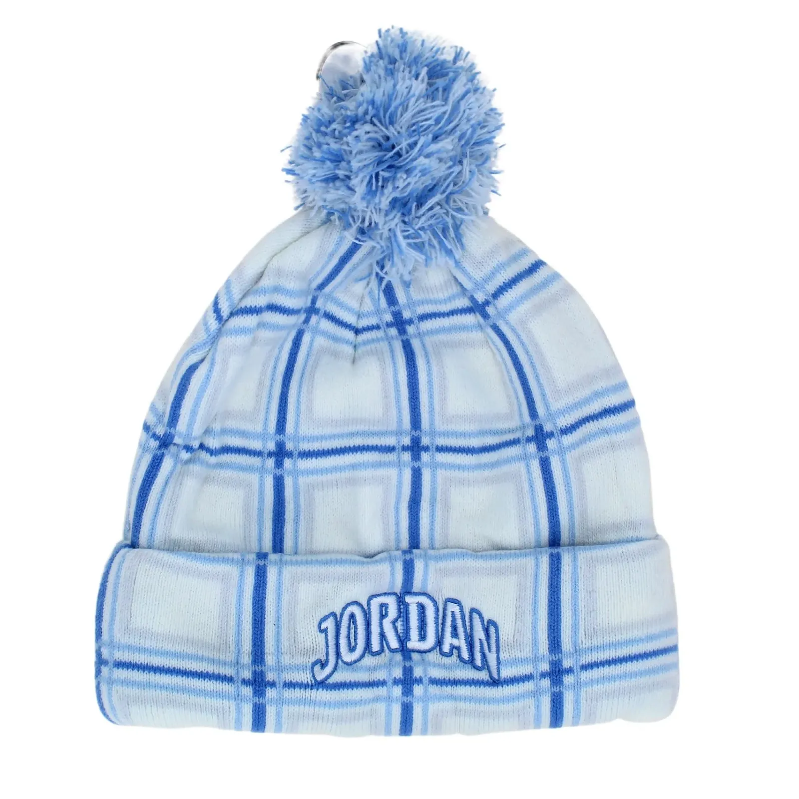 Шапка Jordan Nike 9A0968-001 для хлопчиків з картатим помпоном Білий, фото №2 Шапка Jordan Nike 9A0968-001 для хлопчиків з картатим помпоном Білий, фото №2
