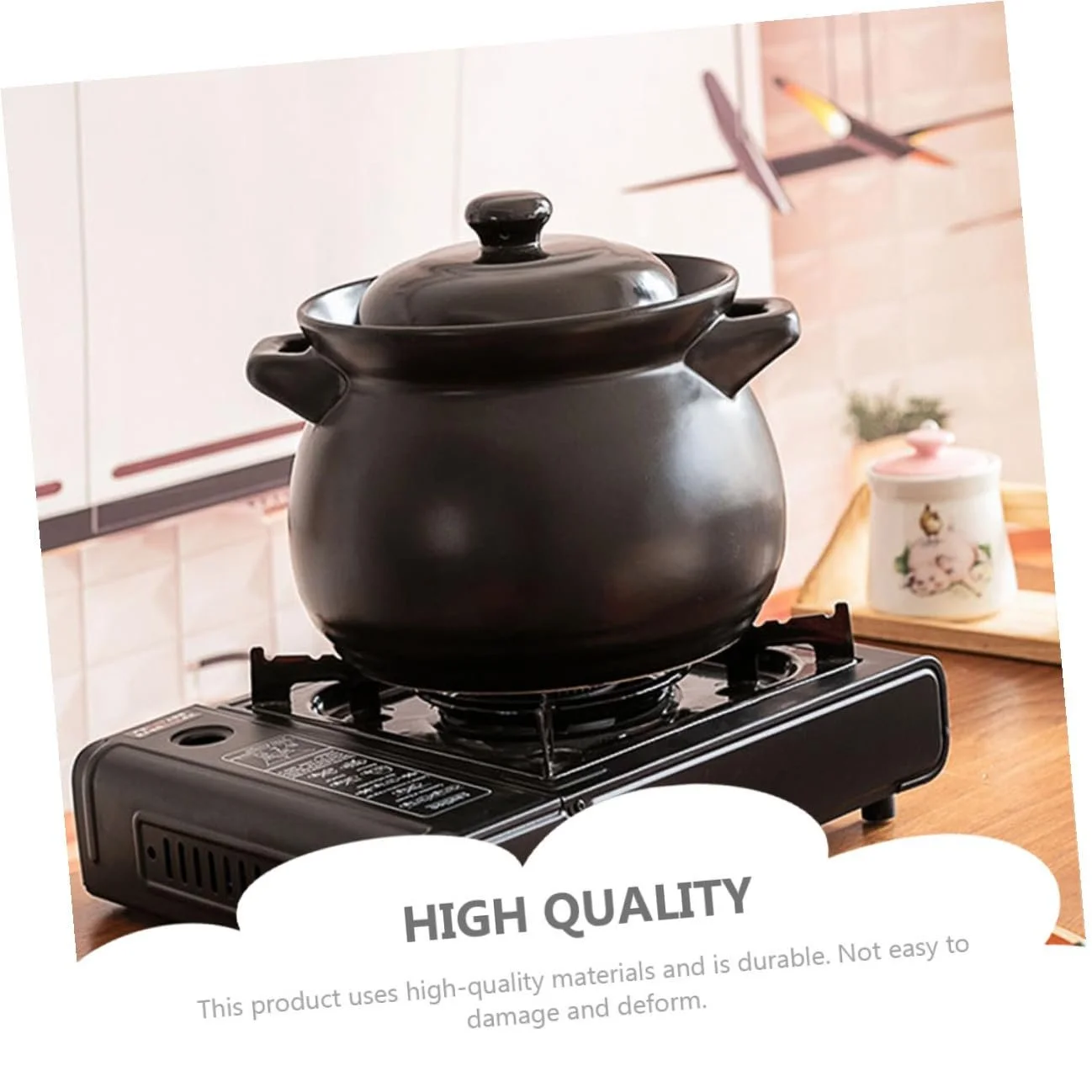 Керамічна каструля INOOMP жароміцна для газових плит Чорна, фото №8