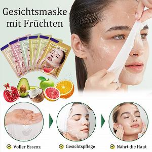 Маска для лица Soleneva, набор 6 штук, успокаивающая, увлажняющая маска для лица для всех типов кожи, тканевые маски для лица с различными фруктовыми ингредиентами synthetic.ua - Фото 1