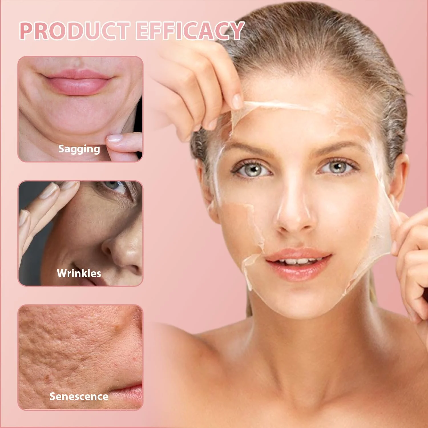 Маска Колагенова, Набір з 2 штук, Органічна маска для обгортання, Маска-плівка для сяючої шкіри, фото №6