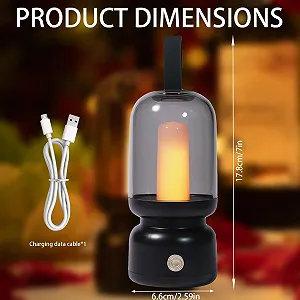 Настільна лампа-ліхтар Ретро LED портативна бездротова 1800 K режим мерехтіння свічки 14 год роботи чорна synthetic.ua - Фото 1