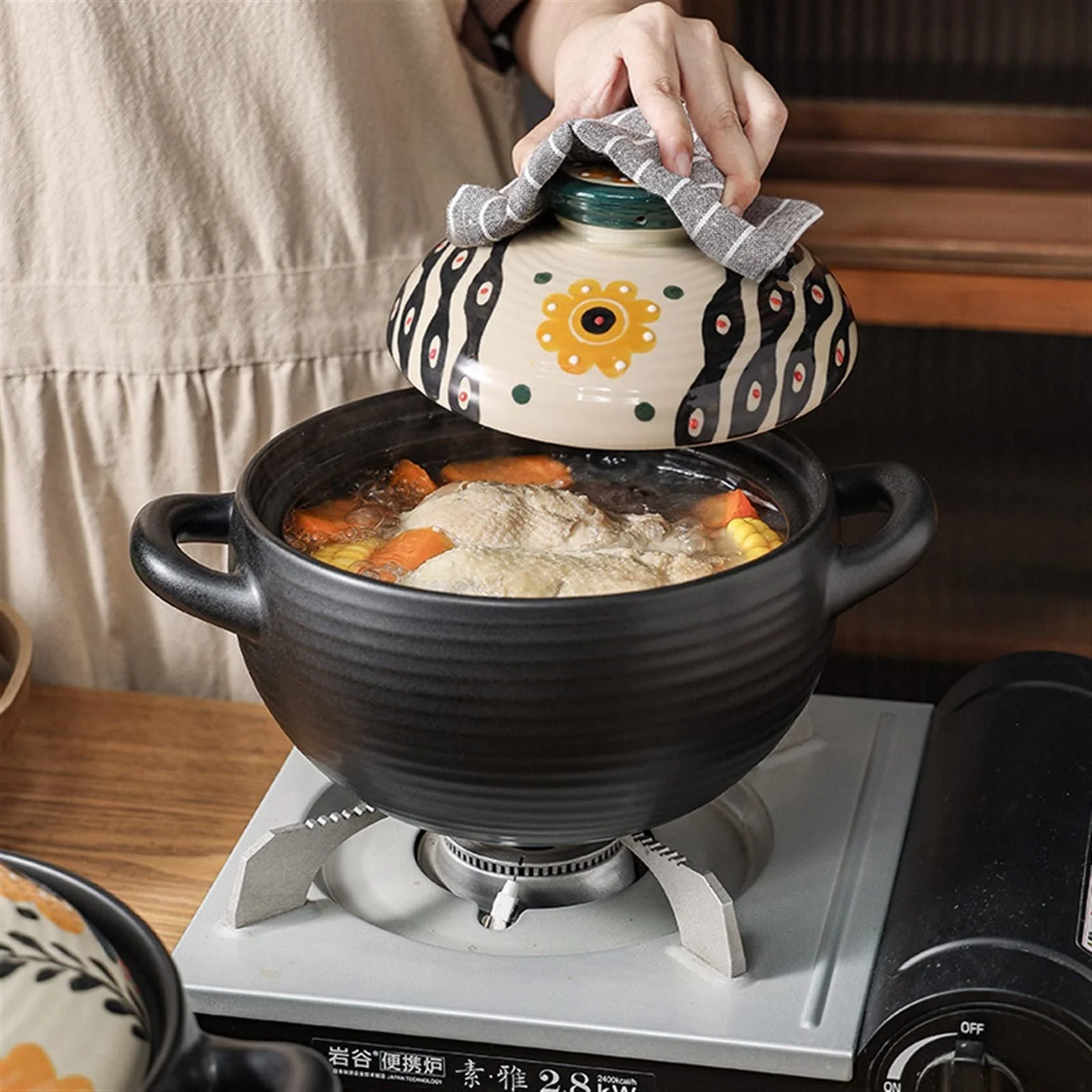 Керамический вок OQHAIR Кастрюля для газа Керамическая, фото №3