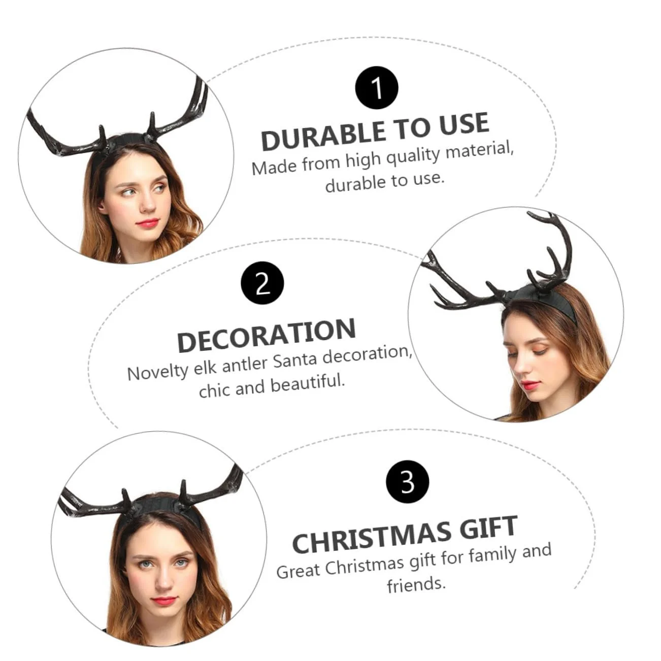 Обруч для волосся Різдвяні оленячі роги VALICLUD, фото №6