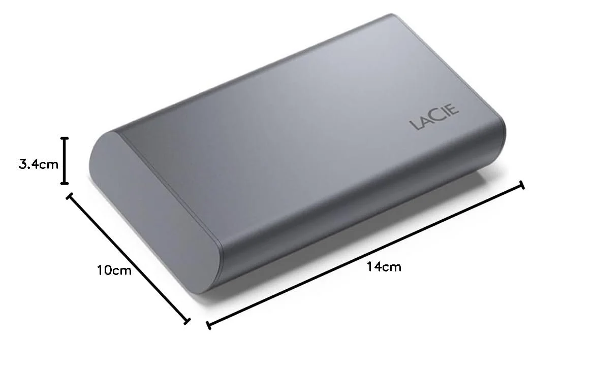 Внешний SSD LaCie Mobile Secure 2TB USB-C Space Grey, фото №3
