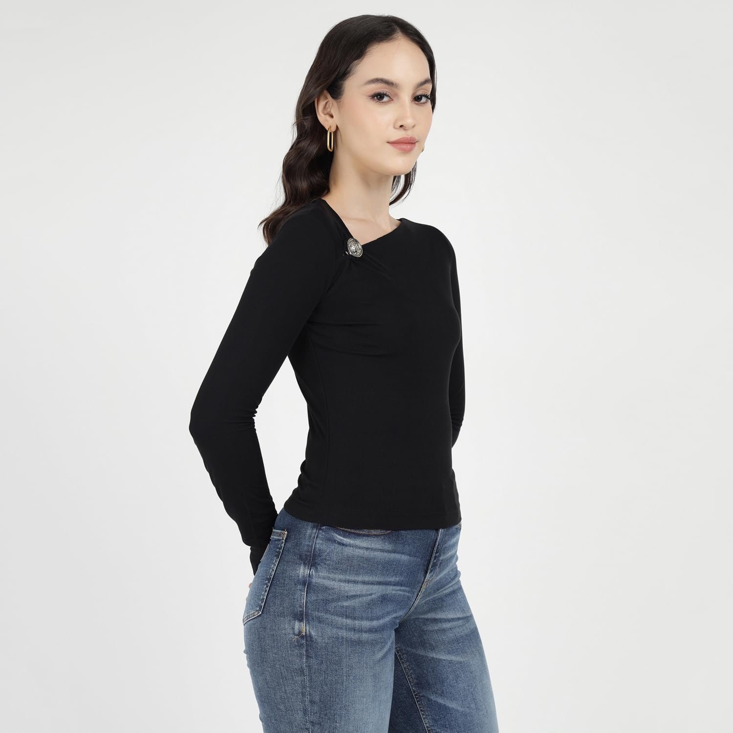 Жіночий лонгслів GUESS - Febe Top - Чорний - S, фото №5