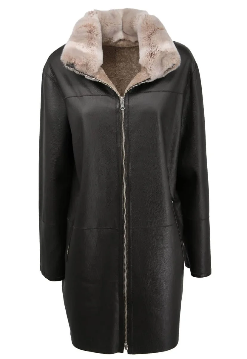 Кожаное пальто из овчины Merino Двустороннее, фото №8 Кожаное пальто из овчины Merino Двустороннее, фото №8