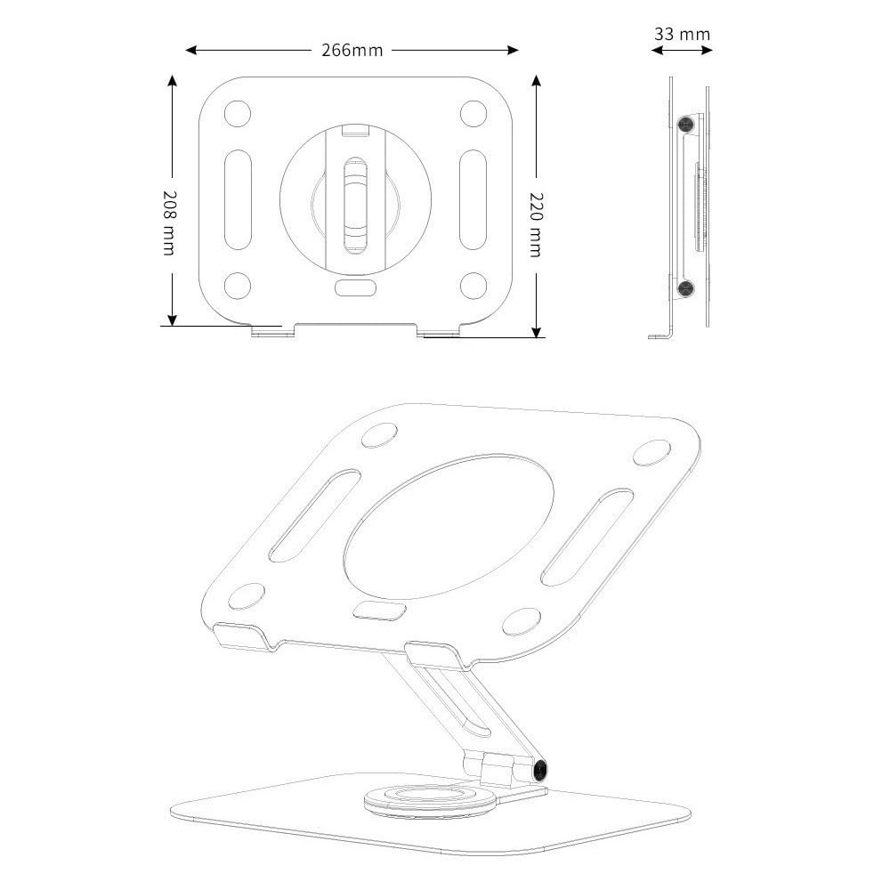 Подставка для ноутбука, складная, из алюминиевого сплава, вращающийся на 360° кронштейн, фото №2