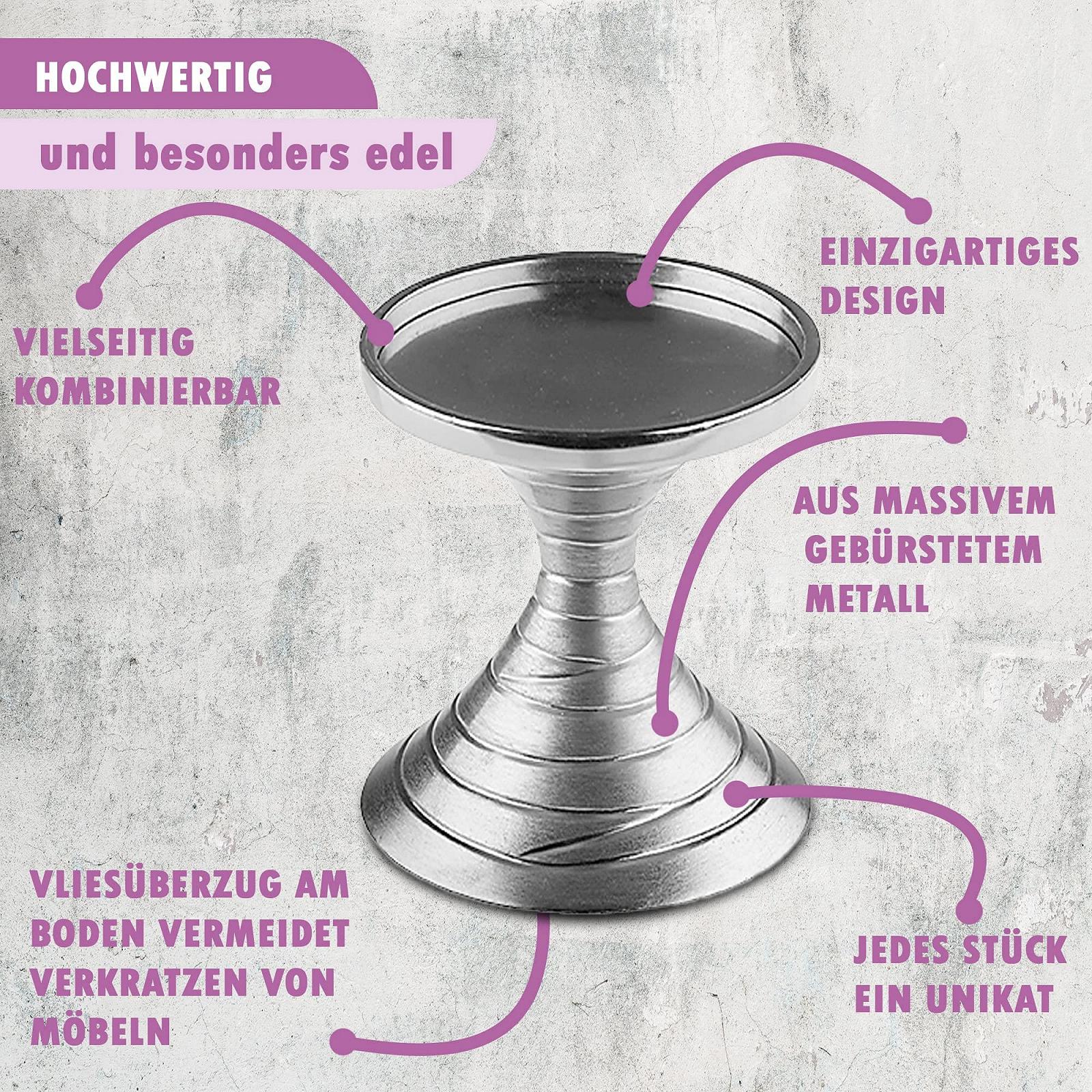 Подсвечник WikaKerzen для свечей металлический H 9 см серебристый, фото №6