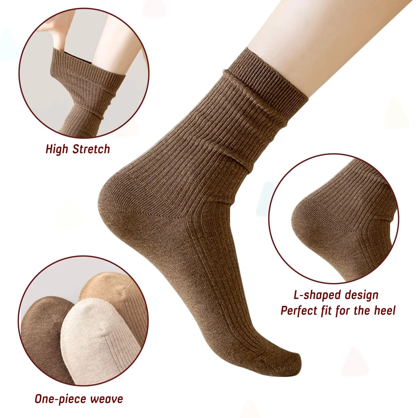 Женские носки Комплект Vin Beauty 6 пар Хлопковые спортивные носки для женщин, дышащие, для спорта, отдыха и вечеринок, фото №4