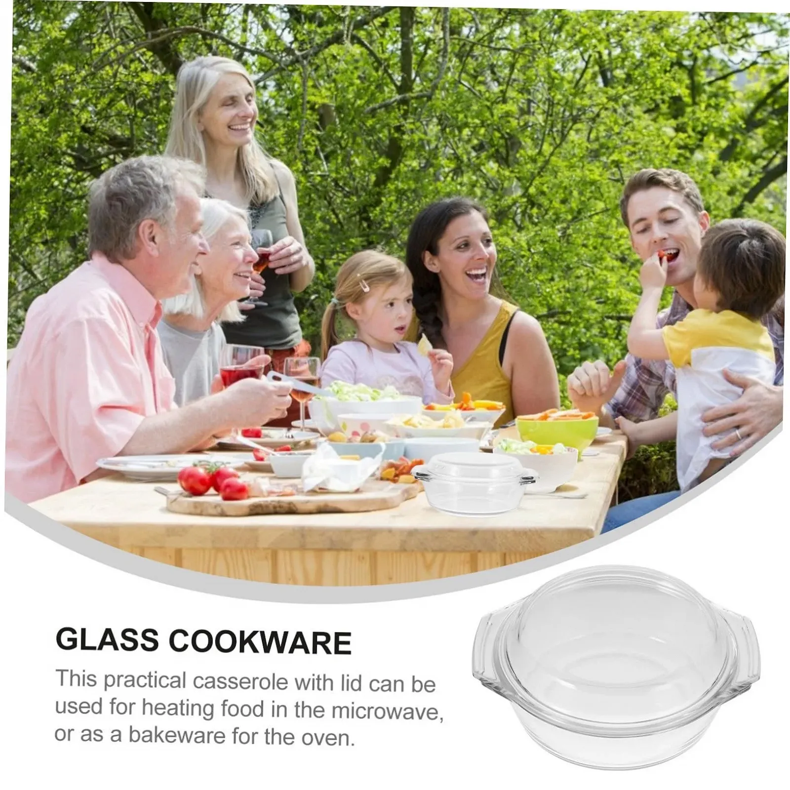 Форма для запекания BESPORTBLE Стеклянная с крышкой и ручками Круглая Термостойкая, фото №9