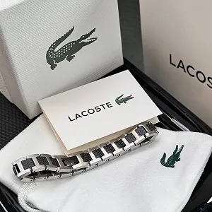 Браслет мужской черный из нержавеющей стали на руку Lacoste - Фото 1