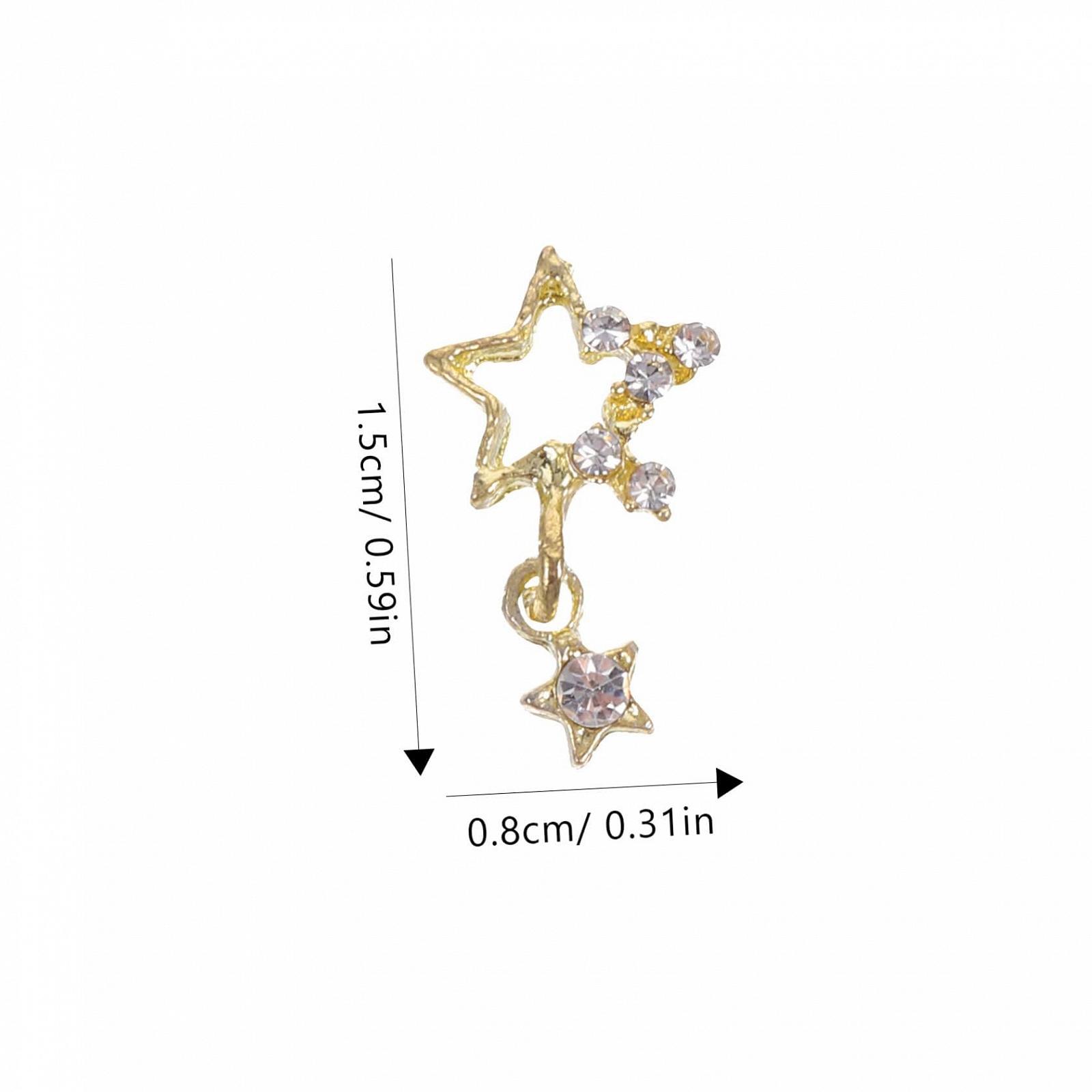 Украшение для ногтей Металл, 30 шт, в форме звезды, со стразами, фото №8